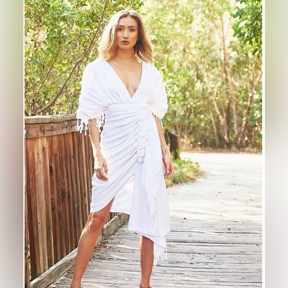JUST BEE QUEEN
Luma Asymmetric Gathered Dress Swim Cover-Up Size S - Picture 1 of 16